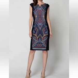 Joseph Ribkoff Midnight Blue/Multi Dress Style 191741 size 18